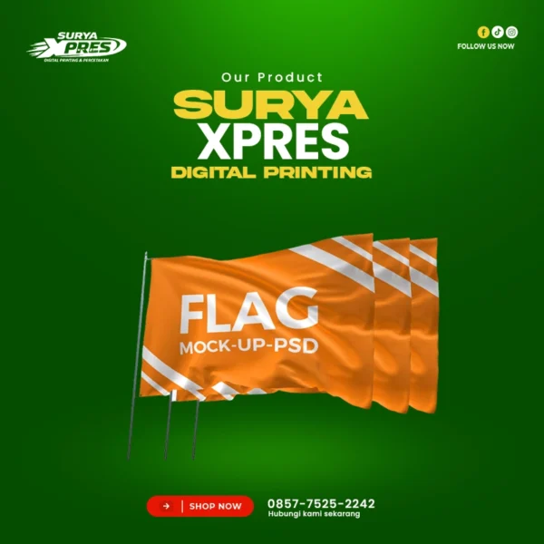 Bendera Custom Full Print Bahan Satin